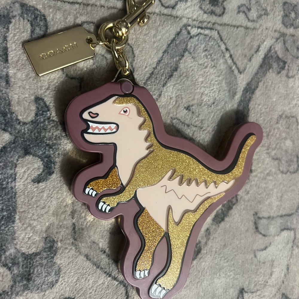 Coach Pink and Gold Dinosaur Keychain - Picture 2 of 6